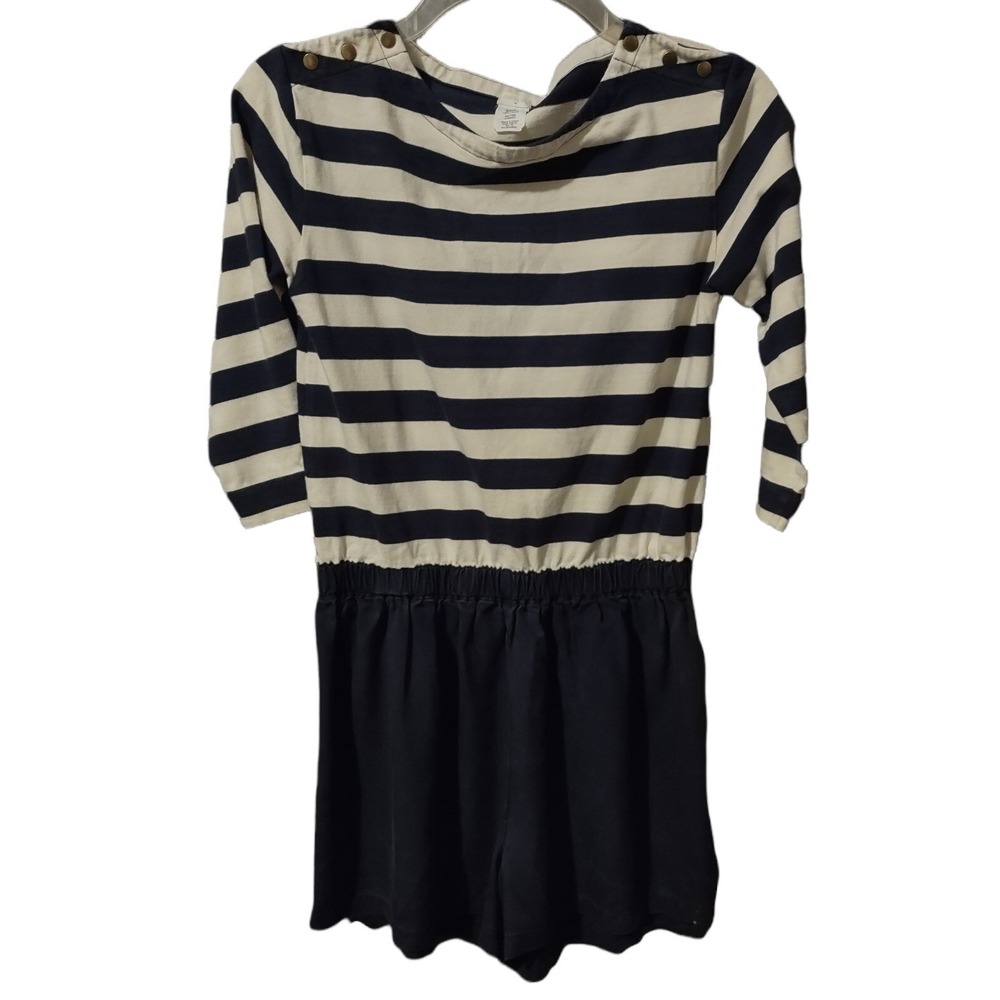 Crewcuts Romper S Women Nautical Boho Athleisure Navy White Striped F3215 Button